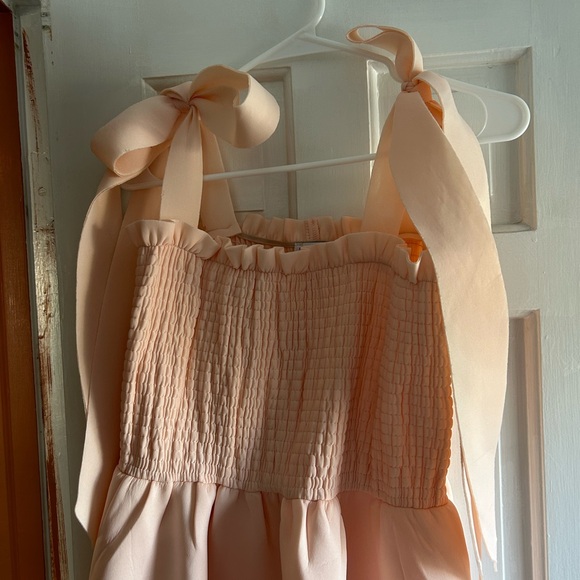 ASOS Blush Midi Dress with Bow Straps - Picture 1 of 2